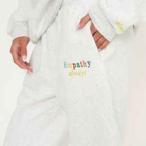 Gray Sweatpants with Colorful Embroidery